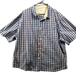 Dubinik Customized Version Shirt Mens 3XL Short Sleeve‎ Blue Check Button Down